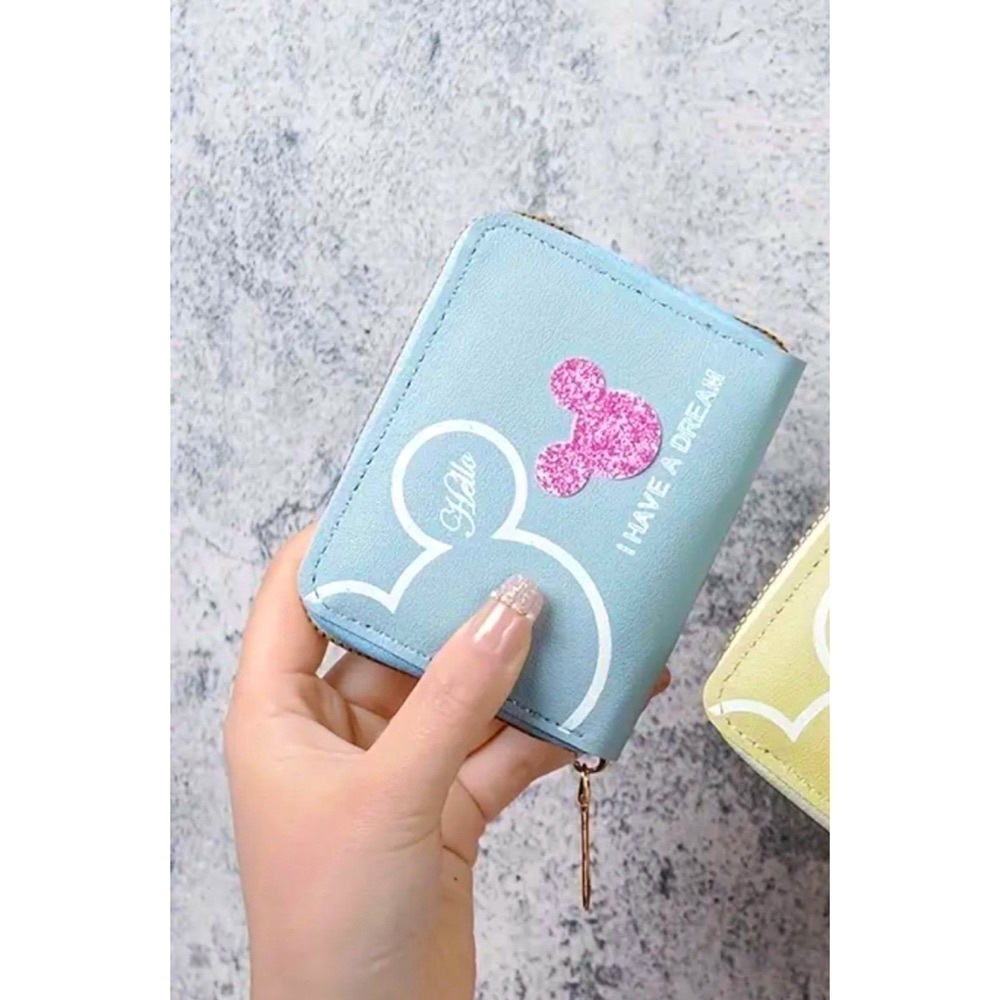 Baby Blue Mickey Mouse Multi Compartment Card Holder